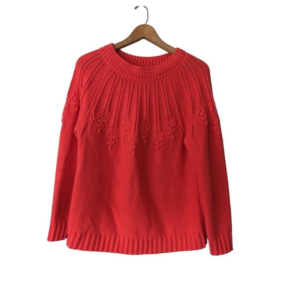 Talbots Sweaters - TALBOTS Coral Embroidered Fair Isle Spring Easter Sweater Size L